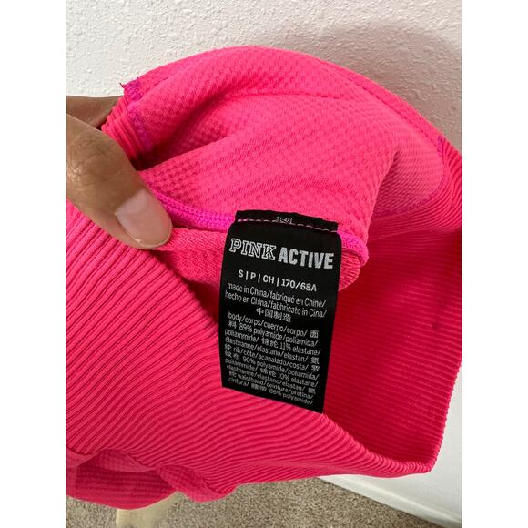 PINK Active Seamless Ombre Ribbed Shorts Hot Pink Tan | Small - Picture 2 of 5